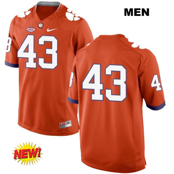 Men's Clemson Tigers #43 Chad Smith Stitched Orange New Style Authentic Nike No Name NCAA College Football Jersey QOD5646MY